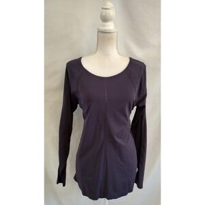Athleta Top Foothill Seamless Breathable Workout Nylon Shirt Plum Purple Sz XL